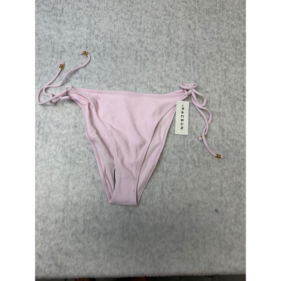 PacSun Other - PacSun Swim Eco Pink Textured Side Tie Bikini Bottoms Gold Beads L Large NEW